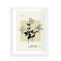 Plakat w ramie 50x70 - Malowane szkicowe tęsknoty - kwiaty, typografia - rama biała