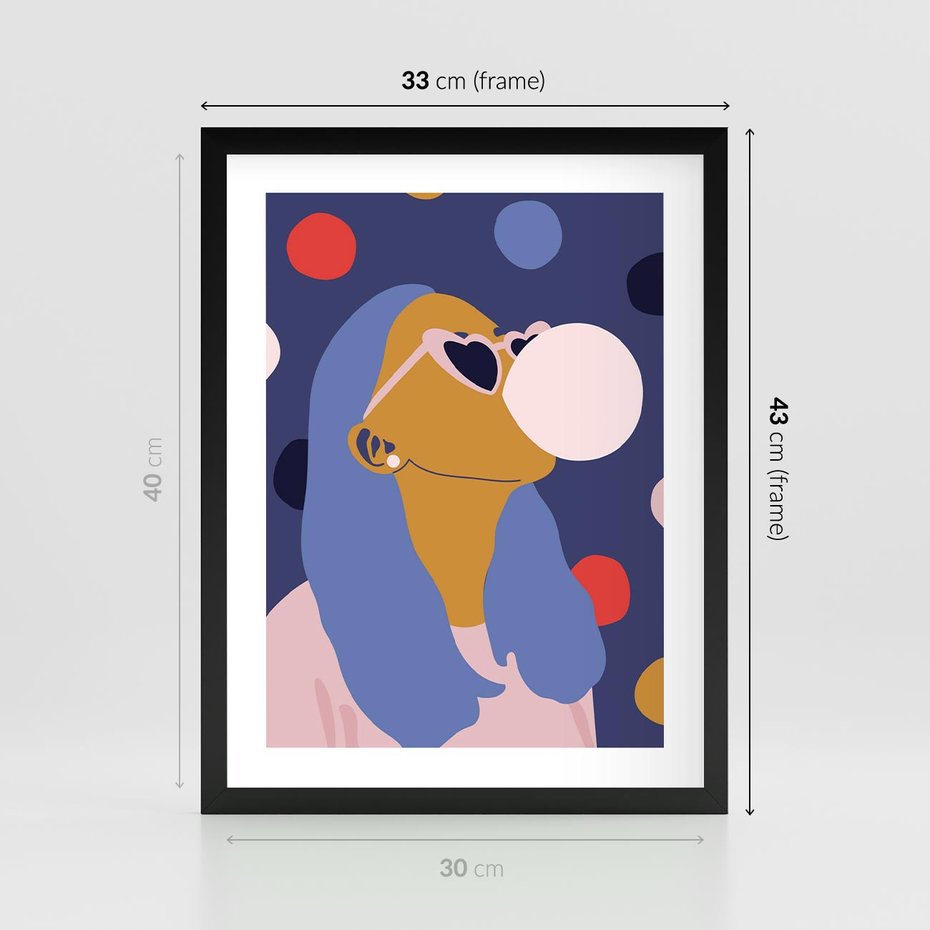 Plakat w ramie 30x40 - Odbicie Kobiety - nowoczesny plakat, styl retro - rama czarna