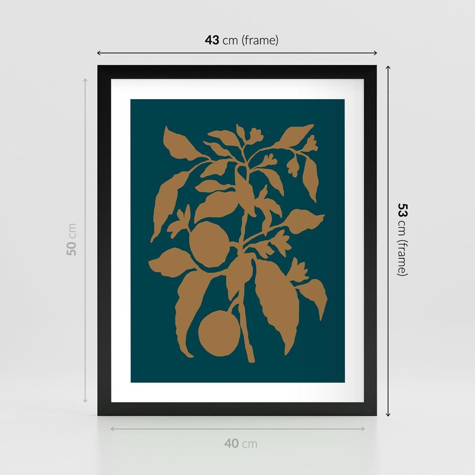 Plakat w ramie 40x50 - Boho Ekspresja Emocji - abstrakcyjna boho grafika, ciemne zielone tłó - rama czarna