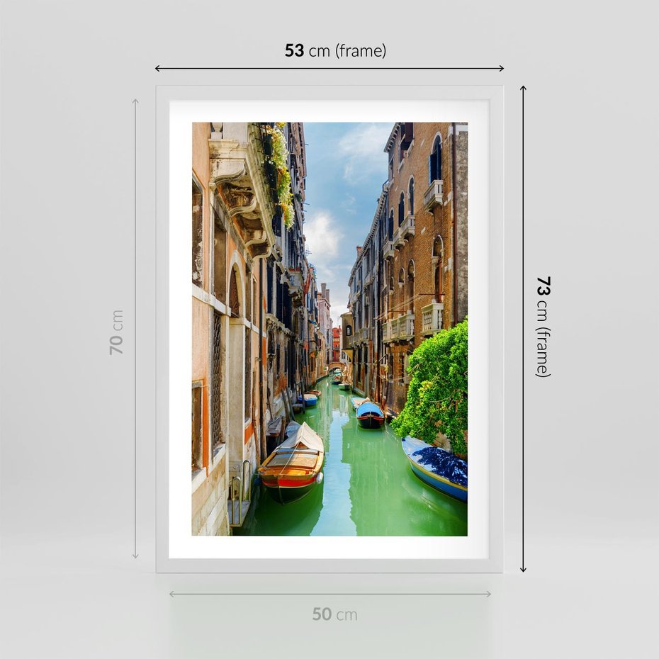 Plakat w ramie 50x70 - Wenecja: romantyczne miasto wodnych dróg - Wenecja, Włochy - rama biała