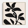 Obraz w ramie 50x50 - Wibracje Akwarelowych Ścieżek - abstrakcyjny minimalistyczna kwiat, czarno biały plakat - rama drewno