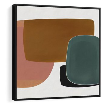 Obraz w ramie 50x50 - Emocje w akwarelach - geometryczne dziwne kształty, turkusowy - rama czarna