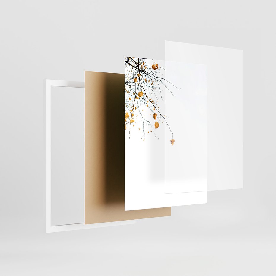 Zestaw obrazy w ramie 50x70 galeria - Liście, jesień, kompozycja - rama biała