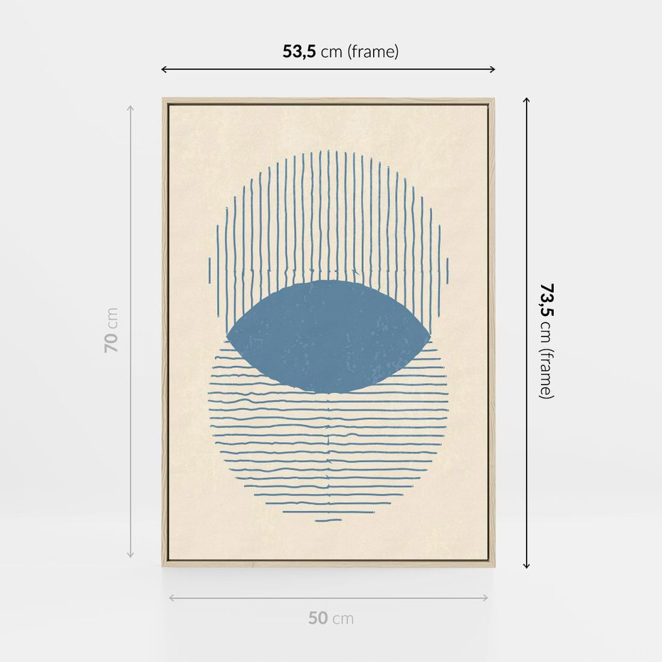 Obraz w ramie 50x70 - Wnętrza Refleksji - geometryczne kształty, koła - rama drewno