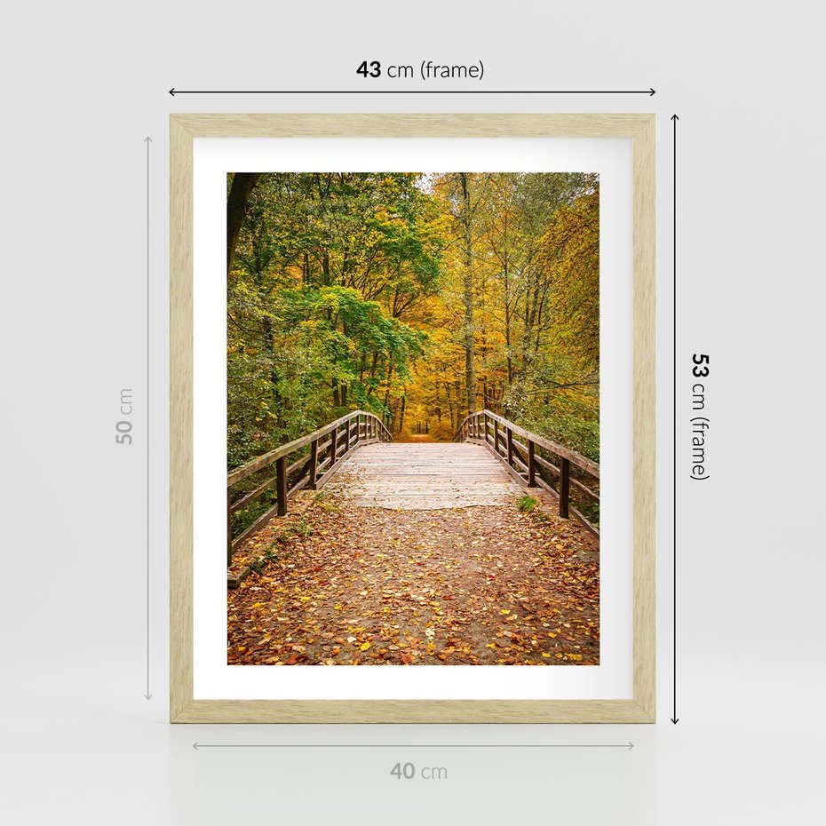 Plakat w ramie 40x50 - Spacer Ścieżką w Las - ścieżka, spacer - rama drewno