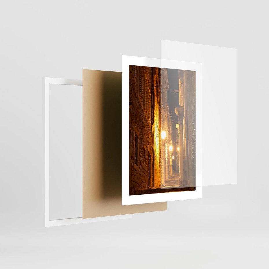 Plakat w ramie 30x40 - Miasto Pod Gwieździstym Niebem - uliczka, perspektywa - rama biała