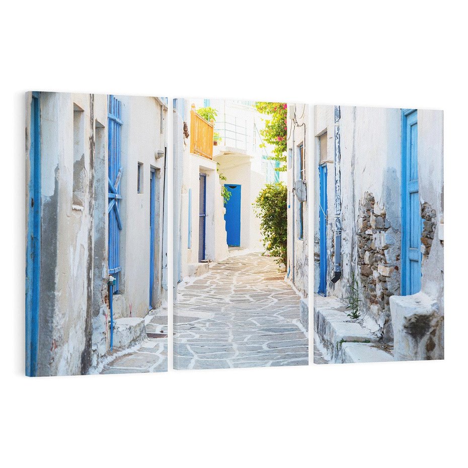 Obraz na płótnie 120x80 - Urok greckiej uliczki - Grecja, wyspa