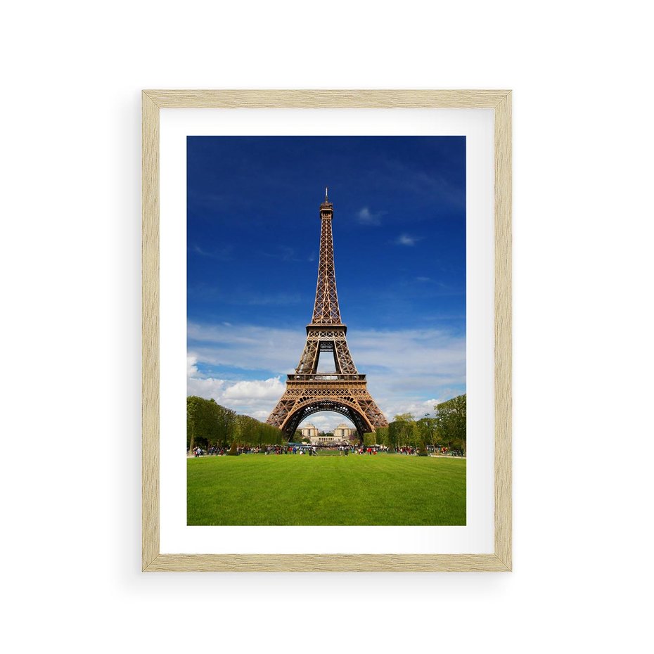 Plakat w ramie 30x40 - Eiffla: symbole Paryża - Eiffla, Paryż - rama drewno