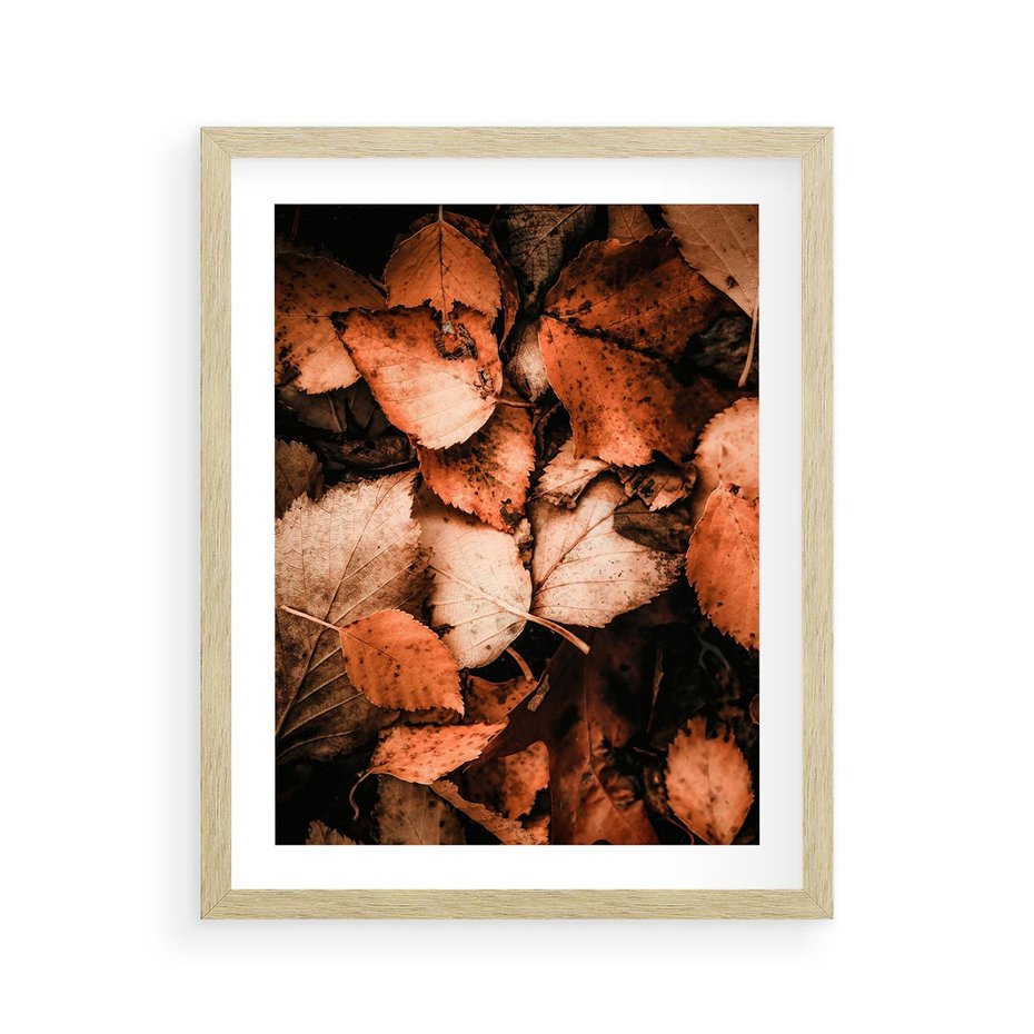 Plakat w ramie 40x50 - Jesienna Paleta - liście, jesień - rama drewno