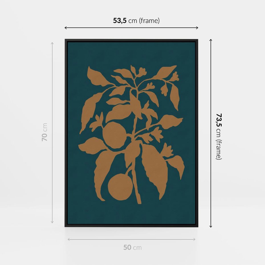 Obraz w ramie 50x70 - Boho Ekspresja Emocji - abstrakcyjna boho grafika, ciemne zielone tłó - rama czarna