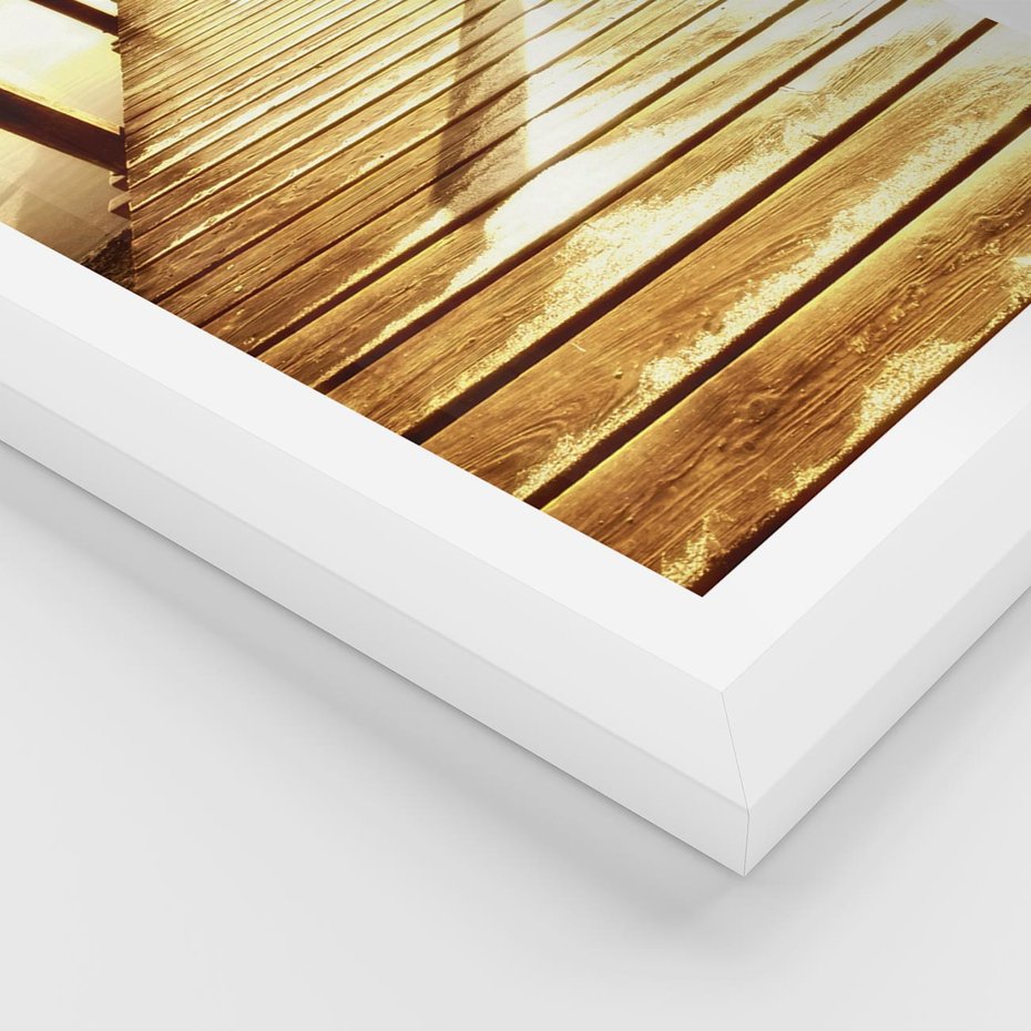 Plakat w ramie 50x70 - Stary pomost w sepia - pomost, sepia - rama biała