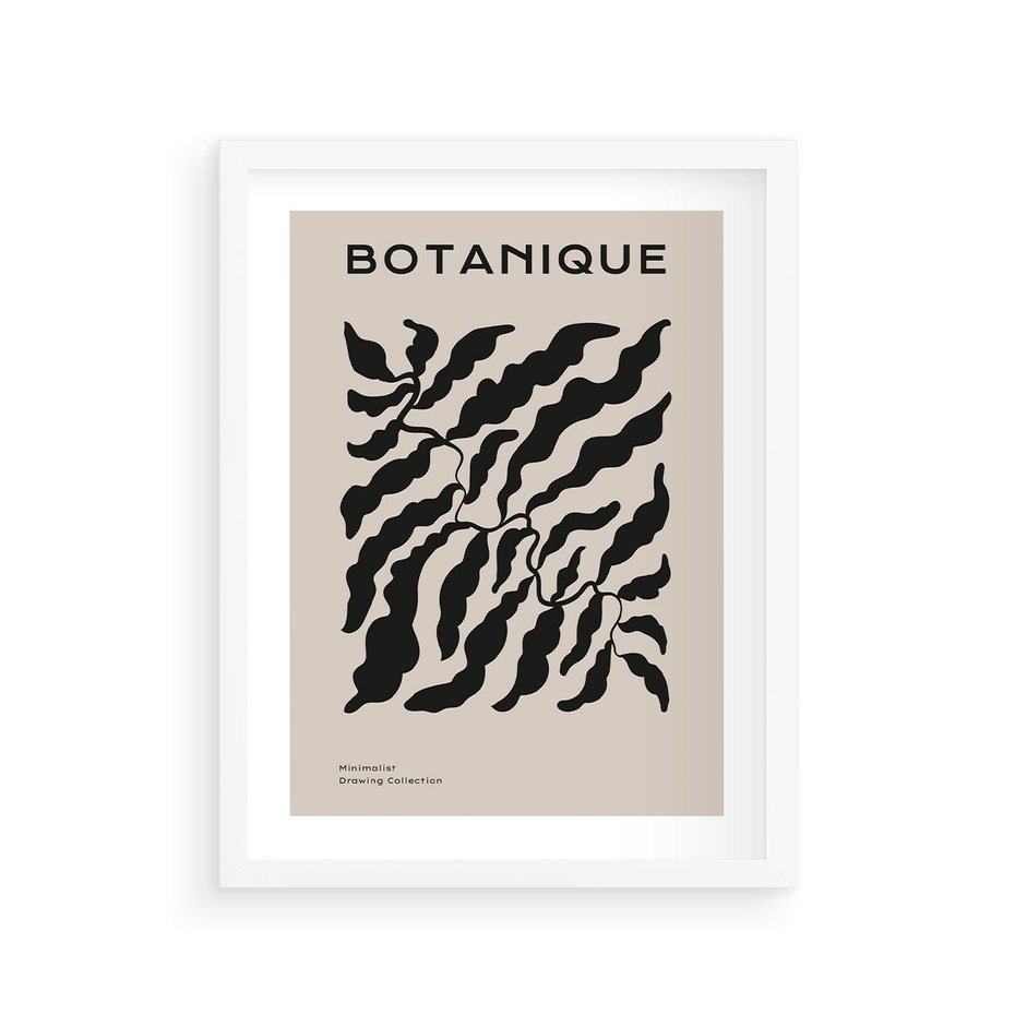 Plakat w ramie 30x40 - Księga Odbić - abstrakcyjne liśćie, roślinne motywy - rama biała