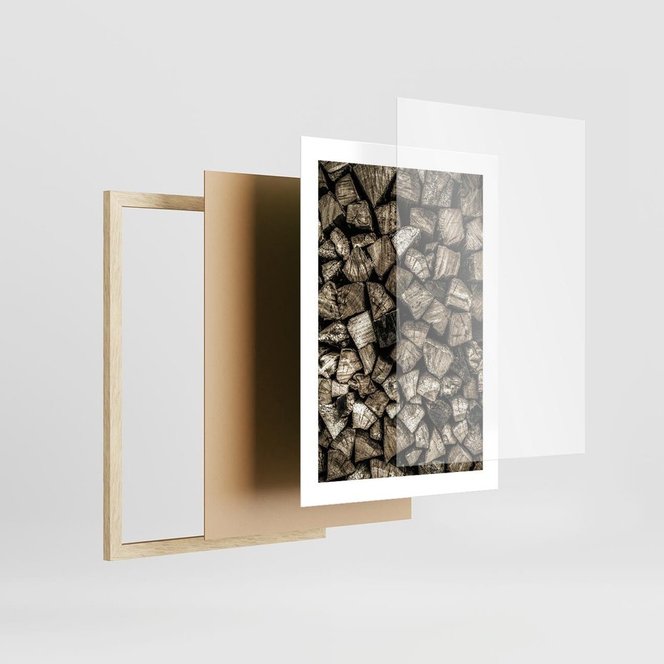 Plakat w ramie 30x40 - Piękno Drewna - belki drewna, drewno - rama drewno