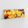 Obraz na płótnie 150x50 - Soczyste pomarańcze i soki - pomarańcze, soki