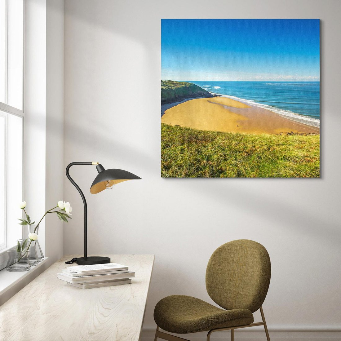 Obraz na płótnie 50x50 - Morze na Plaży - Błękitne Rajskie Zakątki - morze, plaża