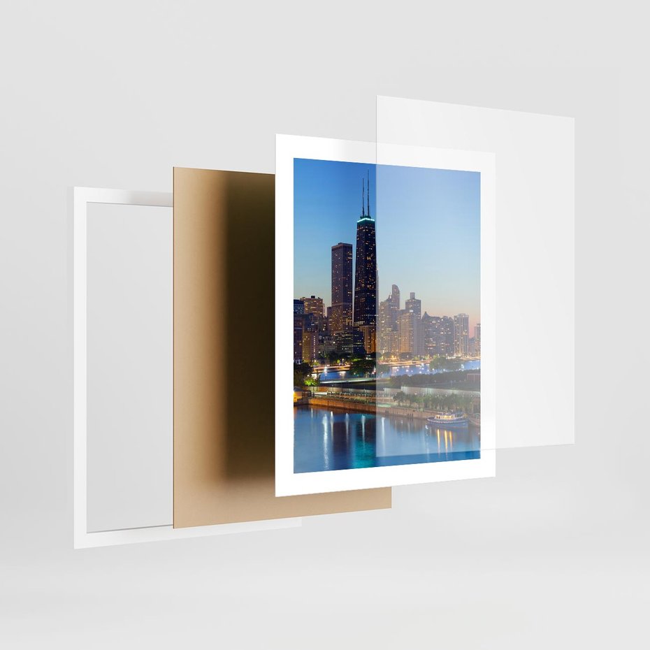 Plakat w ramie 40x50 - Miasto nad Rzeką - miasto, rzeka - rama biała