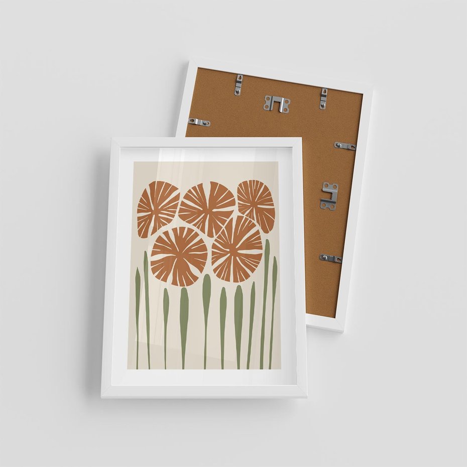 Plakat w ramie 30x40 - Akwarelowe Echa Przyrody - kwiaty, nowoczesny plakat - rama biała