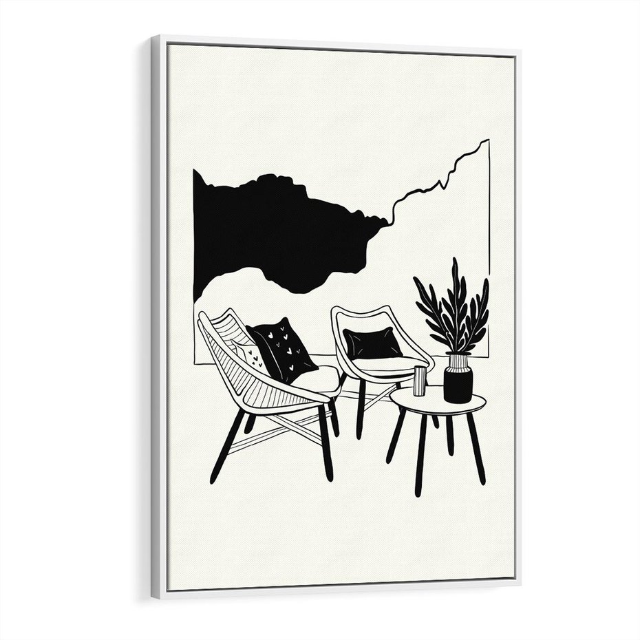 Obraz w ramie 50x70 - Boho Elegancja - boho wnętrze, salon - rama biała