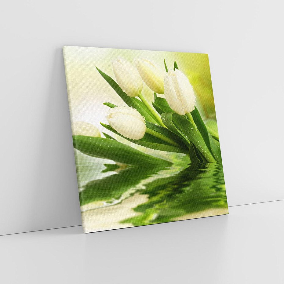 Obraz na płótnie 70x70 - Białe Piękno - białe, tulipany