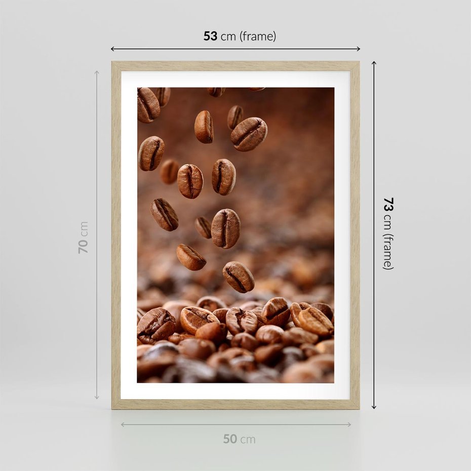Plakat w ramie 50x70 - Kawiarniana atmosfera kawy - kawa, kawiarnia - rama drewno