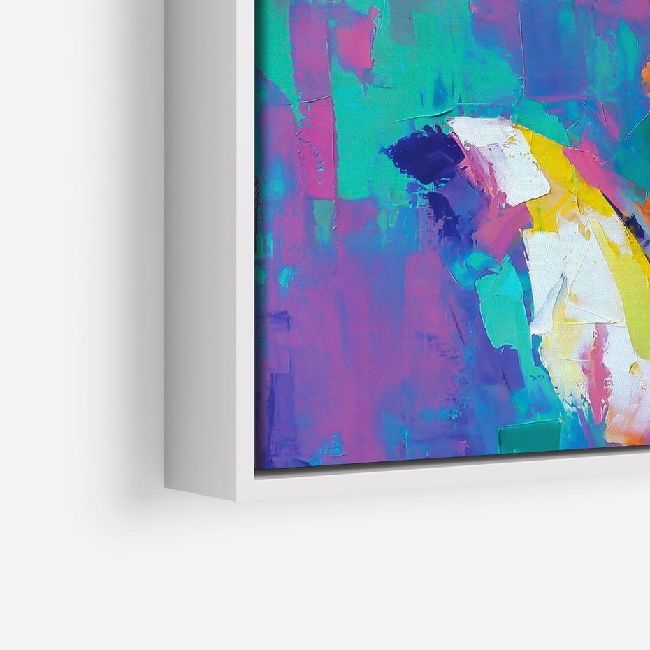 Obraz w ramie 80x80 - Olejne Wibrujące Emocje - abstrakcyjny obraz, różne kolorowe maźnięcia pędzla - rama biała
