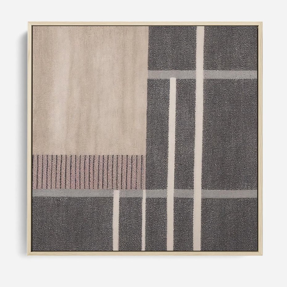 Obraz w ramie 80x80 - Harmonia skradzionych odcieni - symetryczne, geometryczne pasy - rama drewno