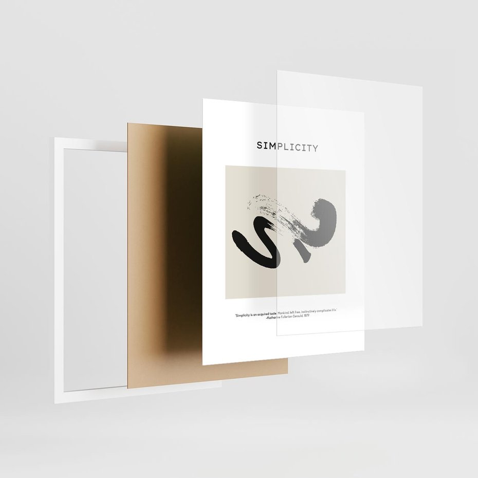 Plakat w ramie 40x50 - Prostota w kształcie - abstrakcja, maźnięcie farbą - rama biała