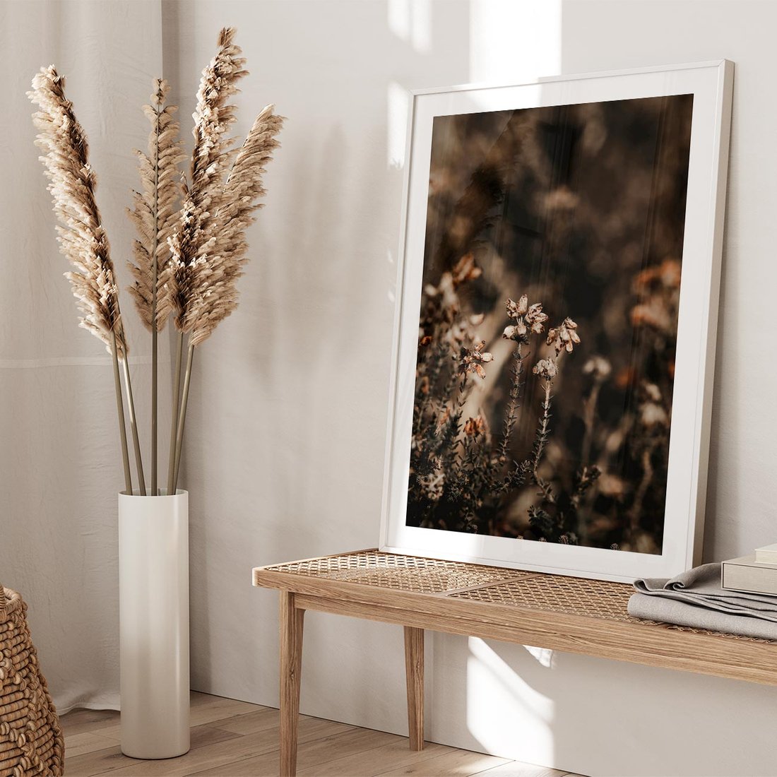 Plakat bez ramy 50x70 - Jesienny Urok - suche trawy, jesienny pejzaż