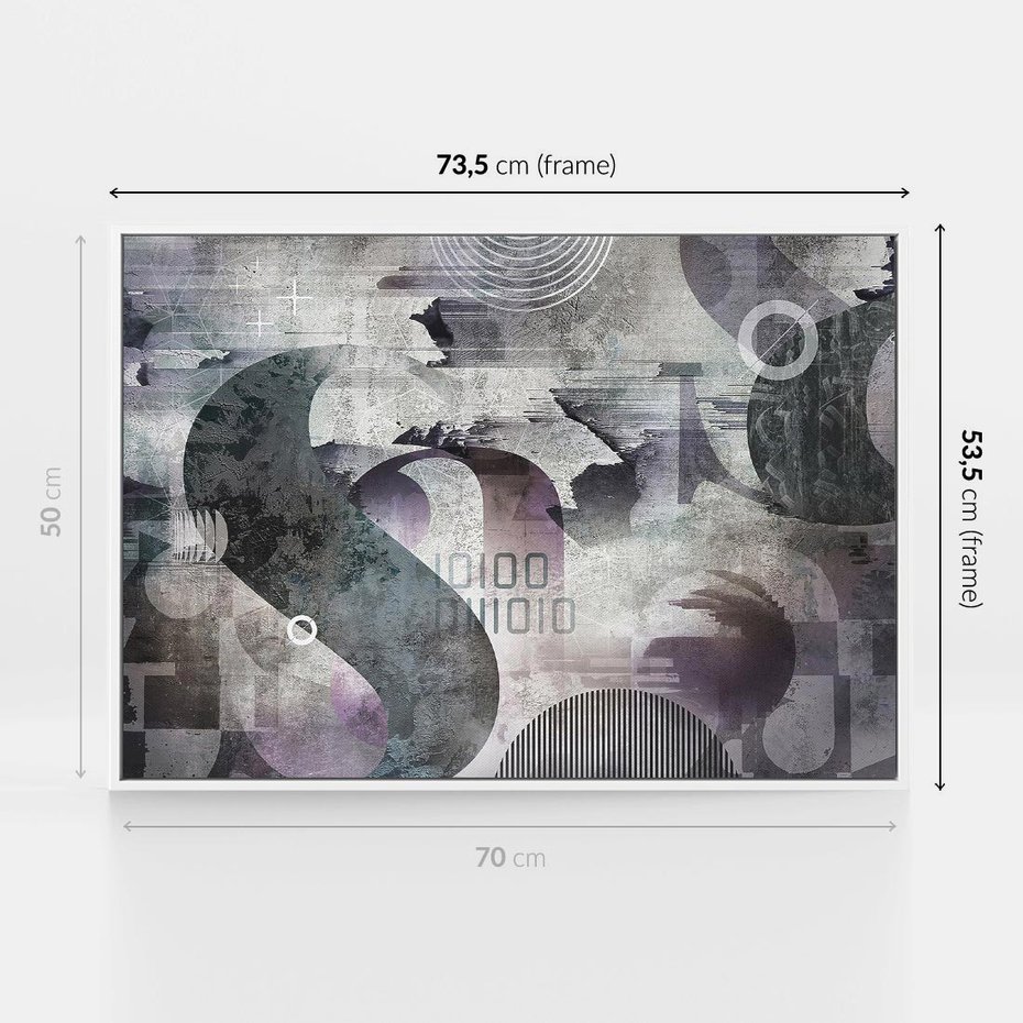 Obraz w ramie 70x50 - Nocne opowieści w barwach - typografia, abstrakcja - rama biała