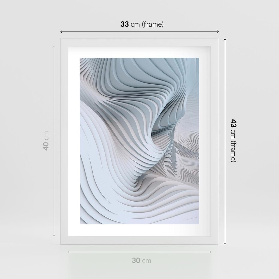 Plakat w ramie 30x40 - Abstrakcyjne Przestrzenie - geometria, 3D - rama biała