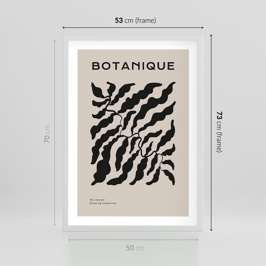 Plakat w ramie 50x70 - Księga Odbić - abstrakcyjne liśćie, roślinne motywy - rama biała