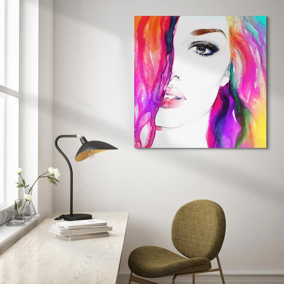 Obraz na płótnie 40x40 - Kobieta Twarz Abstrakcja - kobieta, twarz