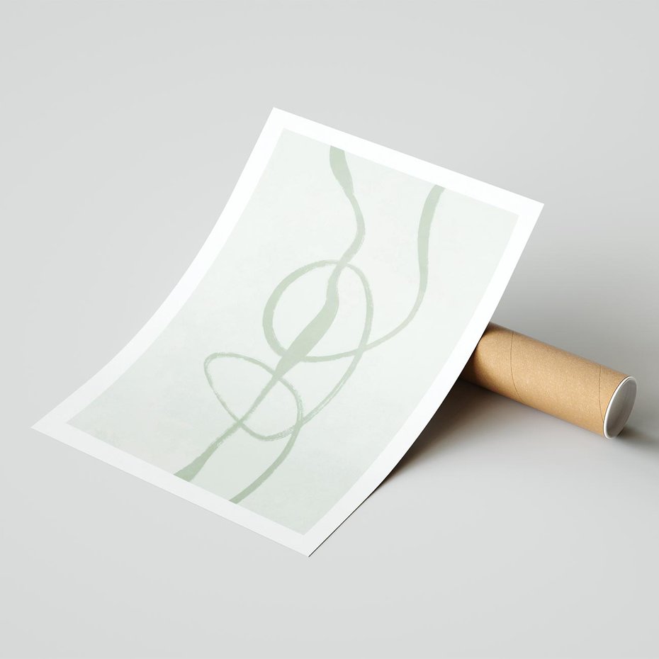 Plakat bez ramy 21x30 - Zieleń Wewnętrznej Harmonii - zielona abstrakcja, zgaszona zieleń