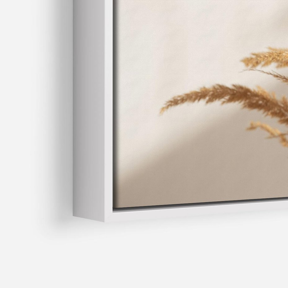 Obraz w ramie 50x50 - Swobodne trawy boho - boho, suche - rama biała