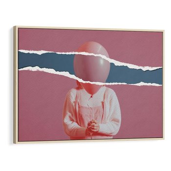 Obraz w ramie 120x80 - Kolaż Wyobraźni - kolaż zdjęć, styl retro - rama drewno