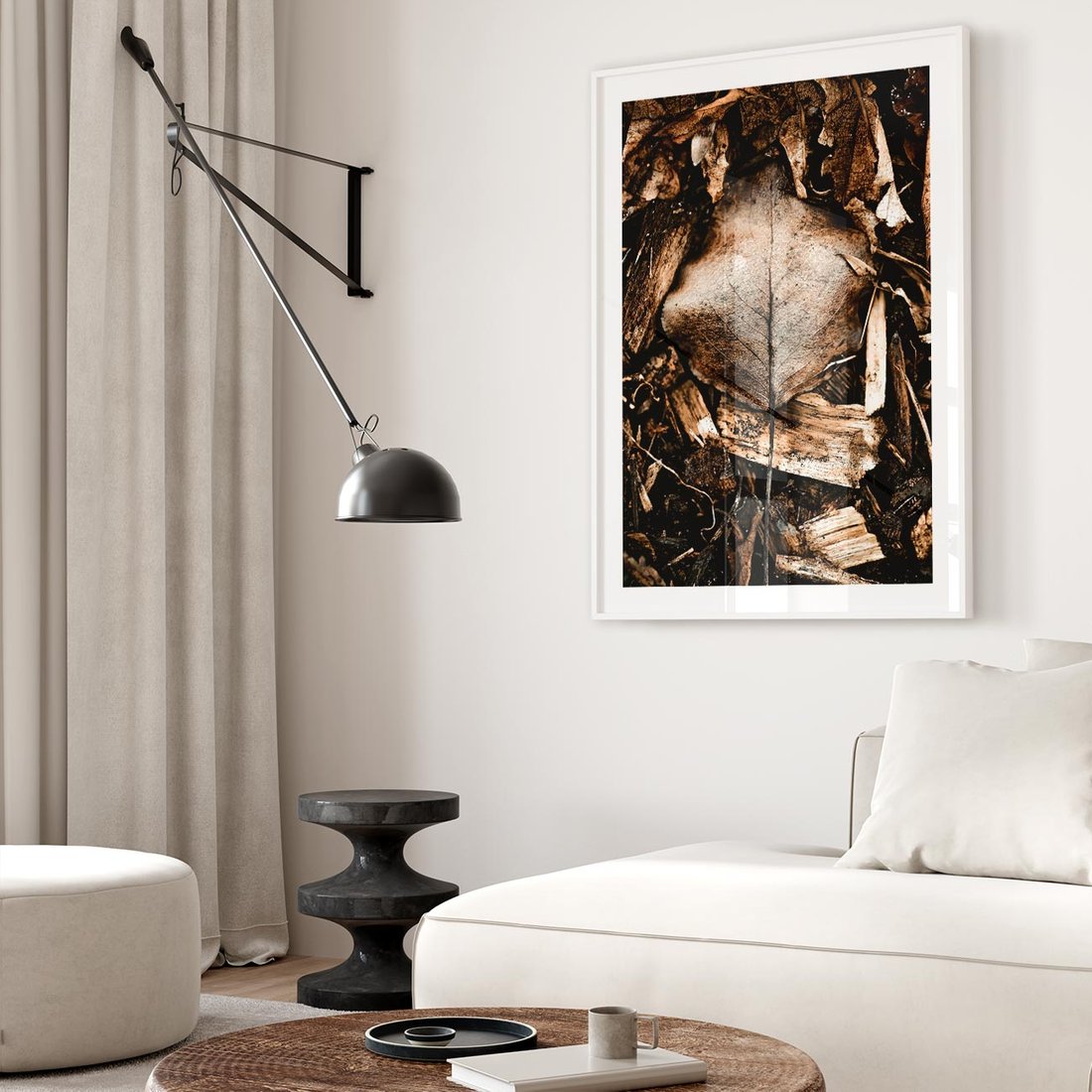 Plakat bez ramy 40x50 - Samotny Liść - liść, brąz