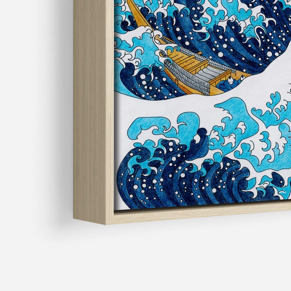 Obraz w ramie 120x80 - Wzburzone Morze - wielka fala w kaganawie, Hokusai - rama drewno