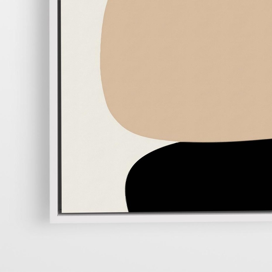 Obraz w ramie 80x80 - Zgeometryzowane Kształty - modernistyczny plakat, obłe kształty - rama biała