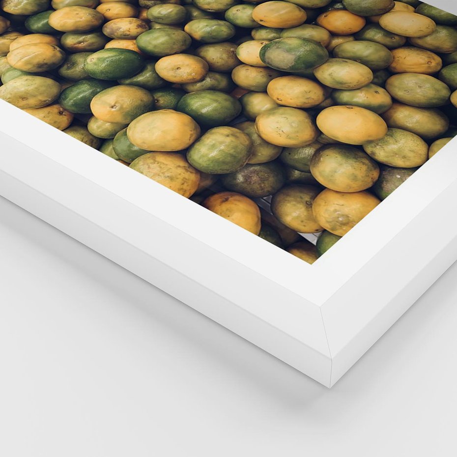 Plakat w ramie 50x70 - Świeżość Cytrusów - cytryny, limonki - rama biała