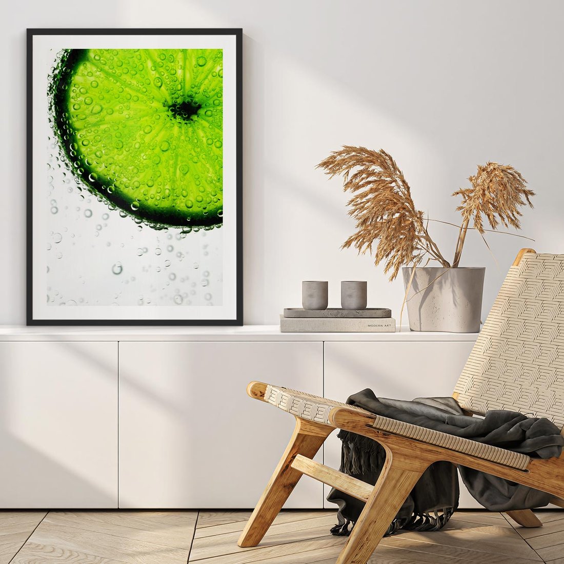 Plakat w ramie 50x70 - Świeżość i kwasowość limonki - limnka, owoce - rama czarna