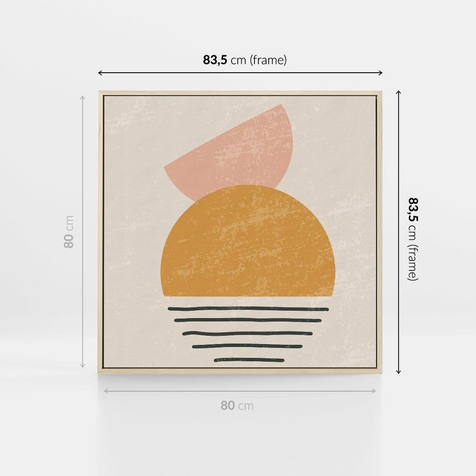 Obraz w ramie 80x80 - Krótka Forma - abstrakcyjna sztuka, boho kształty - rama drewno