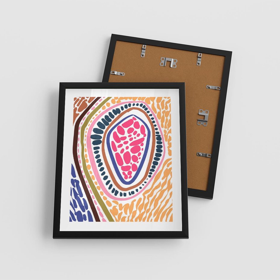 Plakat w ramie 40x50 - Rozchlapane Wizje - kolorowe wzory, tęczowe żywe kolory - rama czarna