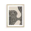 Plakat w ramie 30x40 - Harmonijne Kształty - abstrakcyjne ryciny, czarno biały - rama drewno