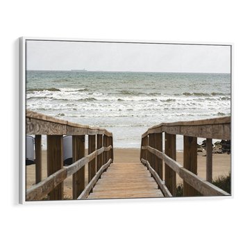 Obraz w ramie 100x70 - Morze i drewniany pomost - morze, pomost - rama biała