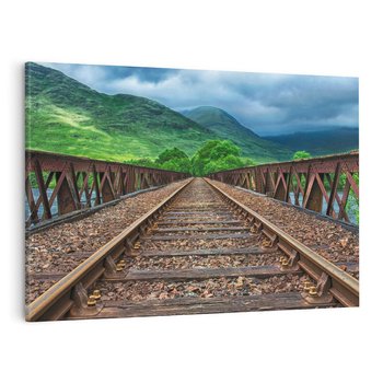 Obraz na płótnie 120x80 - Most Kolejowy - Tropy Podróży w Nocnej Ciszy - most, kolej