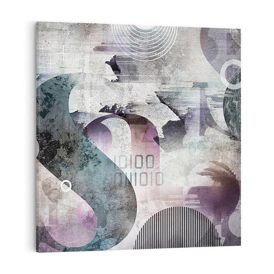 Obraz na płótnie 50x50 - Nocne opowieści w barwach - typografia, abstrakcja