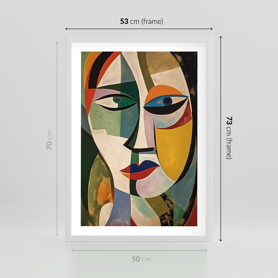 Plakat w ramie 50x70 - Kolorowe Dziwne Wyobrażenia - abstrakcyjny obraz, olejny - rama biała