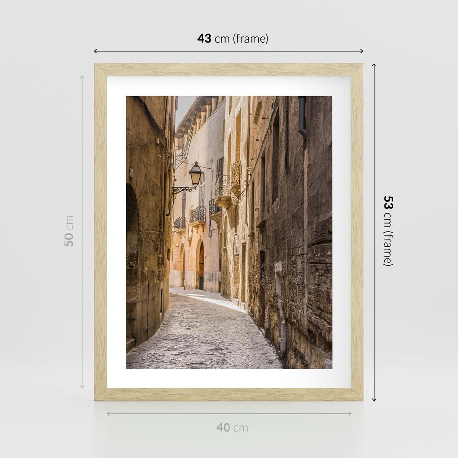 Plakat w ramie 40x50 - Perspektywa Uliczki - uliczka, perspektywa - rama drewno