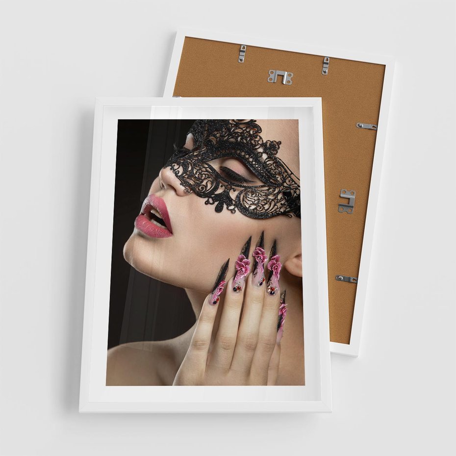 Plakat w ramie 50x70 - Piękno na tipsach - beauty, manicure - rama biała