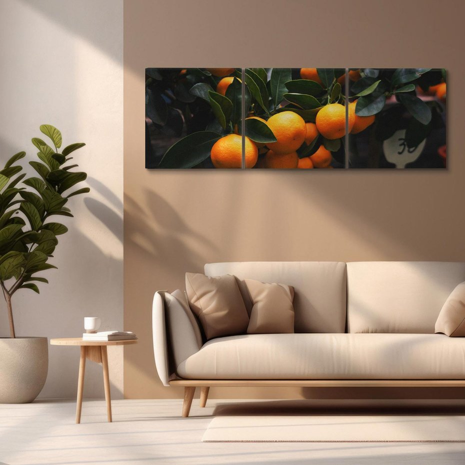 Obraz na płótnie 150x50 - Mandarynki Drzewko Urodzaju - mandarynki, drzewko